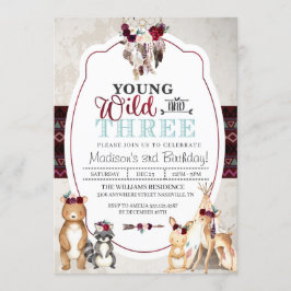 ウッドランドヤングワイルドと3つの誕生日招待状 招待状