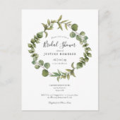 ウッドランドユーカリプトゥスグリーンリーブライダルシャワー招待状 案内ポストカード (正面)