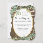 ウッドランドユーカリ素朴リーフのライトウォーターカラー 招待状 (正面)