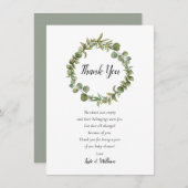 ウッドランドユーカリ緑の赤ちゃんシャワー詩 サンキューカード (正面/裏面)