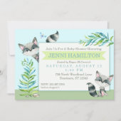 ウッドランドラクーンお洒落赤ちゃんシャワー 招待状 (正面)