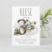 ウッドランドラクーンサード誕生日招待状 招待状 (スタンド正面)