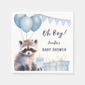 ウッドランドラクーンベイビーシャワーカワイトボーイ紙 スタンダードカクテルナプキン (正面)