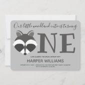 ウッドランドラクーンベビーワンファースト誕生日 招待状 (正面)