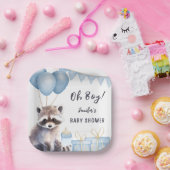 ウッドランドラクーン赤ちゃんシャワーかわいい男の子 ペーパープレート (パーティー)