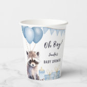 ウッドランドラクーン赤ちゃんシャワーかわいい男の子 紙コップ (裏面)