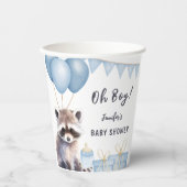 ウッドランドラクーン赤ちゃんシャワーかわいい男の子 紙コップ (正面)