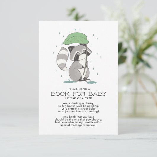 ウッドランドラクーン赤ちゃんシャワーベビーカード用ブック 招待状 (スタンド正面)