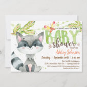 ウッドランドラクーン赤ちゃんシャワー 招待状 (正面)