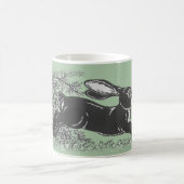 ウッドランドラビットハレグリーンヴィンテージ素朴動物 コーヒーマグカップ (中央)