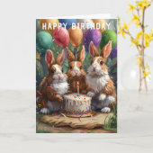 ウッドランドラビットバースデーパーティー カード (黄色い花)