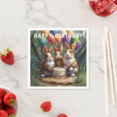 ウッドランドラビットバースデーパーティー スタンダードカクテルナプキン (インサイチュ)