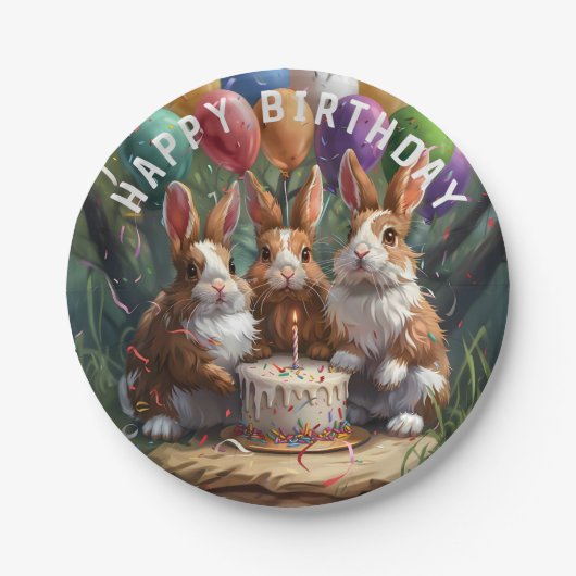 ウッドランドラビットバースデーパーティー ペーパープレート (正面)