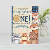 ウッドランドランバージャックファースト誕生日招待状 招待状 (スタンド正面)