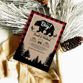 ウッドランドランバージャックベアーアドベンチャーベビーシャワー 招待状