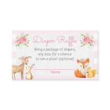 ウッドランドランバージャックベビーシャワーおむつラッフルカード