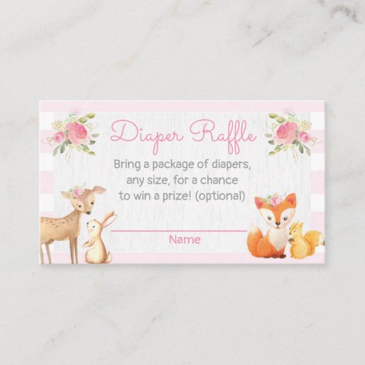ウッドランドランバージャックベビーシャワーおむつラッフルカード エンクロージャーカード (正面)