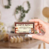 ウッドランドランバージャックベビーシャワーおむつラッフルカード エンクロージャーカード