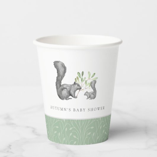 ウッドランドリスのお母さんと赤ちゃんシャワー 紙コップ (正面)