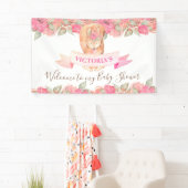 ウッドランドリスフローラベビーシャワーへようこそ 横断幕 (インサイチュ)