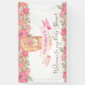ウッドランドリスフローラベビーシャワーへようこそ 横断幕 (縦)