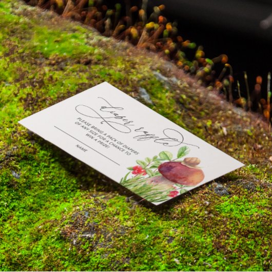 ウッドランドリトルマッシュルームおむつラッフルチケット エンクロージャーカード