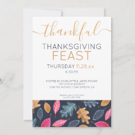 ウッドランドリーフパターン感謝祭ディナーパーティー シーズンカード