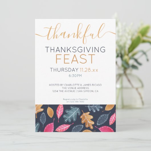 ウッドランドリーフパターン感謝祭ディナーパーティー シーズンカード (スタンド正面)