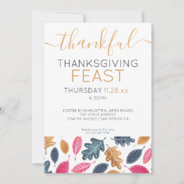 ウッドランドリーフパターン感謝祭ディナーパーティー シーズンカード