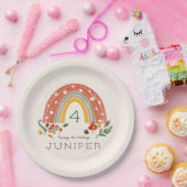 ウッドランドレインボーマッシュルームボタニカルバースデーパーティー ペーパープレート (パーティー)