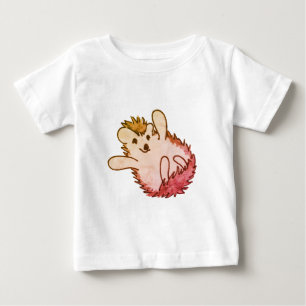 ウッドランドレッドオレンジ幸せなかわいいハリネズミ ベビーTシャツ