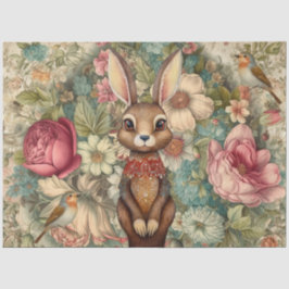 ウッドランドロングリーラビット&コテージコア花模様 薄葉紙