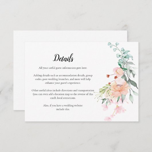 ウッドランドローズグリーンウェディングディテール エンクロージャーカード (正面/裏面)