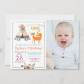 ウッドランドワイルドワンキツネテペ1stバースデーフォト 招待状 (正面)