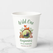 ウッドランドワイルドワンフォトアニマルウォーター誕生日 紙コップ (正面)