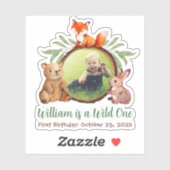 ウッドランドワイルドワン写真可愛い動物たち1歳の誕生日 シール (シート)