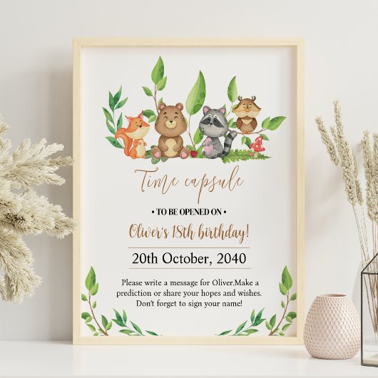 ウッドランドワイルドワン誕生日タイムカプセルサイン ポスター