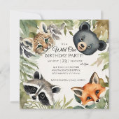 ウッドランドワイルドワン誕生日パーティー 招待状 (正面)
