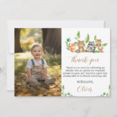 ウッドランドワイルドワン誕生日写真サンキューカード サンキューカード (正面)