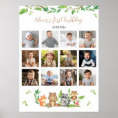 ウッドランドワイルドワン1年写真マイルストーンサイン ポスター (正面)