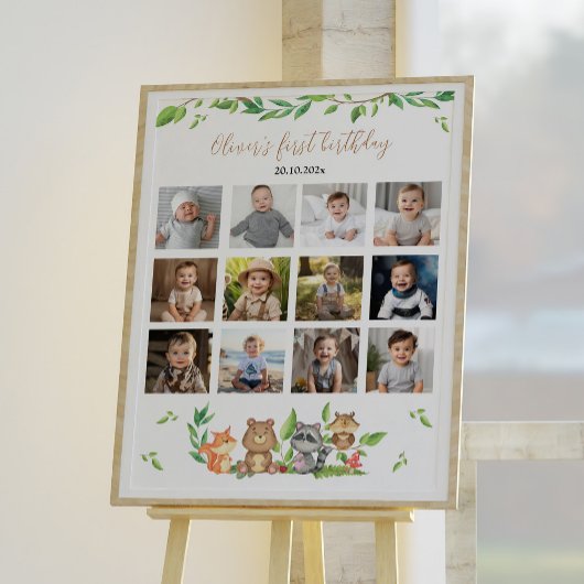 ウッドランドワイルドワン1年写真マイルストーンサイン ポスター