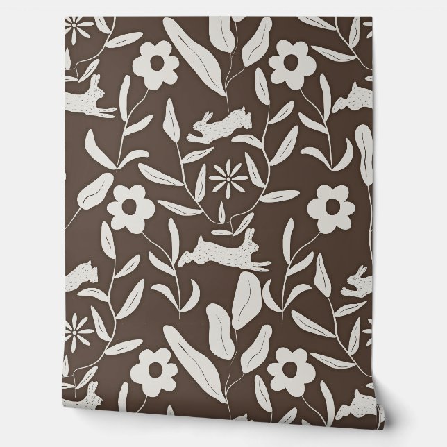 ウッドランドワンダーランドオンテクスチャブラウン 壁紙 (ほどく)
