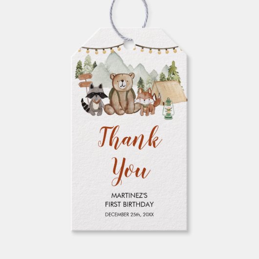 ウッドランドワンハッピーカンパーファースト誕生日サンキューユナイテッド ギフトタグ (正面)