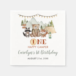 ウッドランドワンハッピーカンパーファースト誕生日紙 スタンダードカクテルナプキン