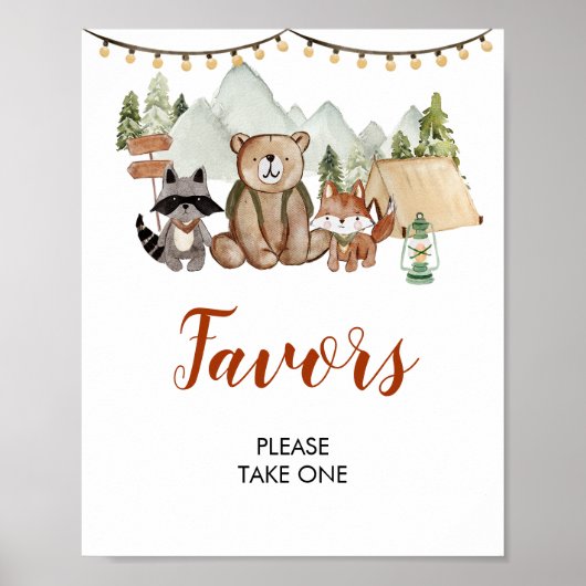 ウッドランドワンハッピーキャンパーファースト誕生日の好意 ポスター (正面)