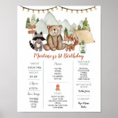 ウッドランドワンハッピーキャンパーファースト誕生日マイルストーン ポスター (正面)