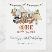 ウッドランドワンハッピーキャンパーファースト誕生日ワイン ワインラベル (シングルラベル)