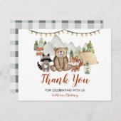 ウッドランドワンハッピーキャンパーファースト誕生日 サンキューカード (正面/裏面)