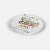 ウッドランドワンハッピーキャンパーファースト誕生日 ペーパープレート (アングル)