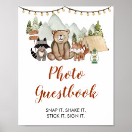ウッドランドワンハッピーキャンパー誕生日フォトゲストブック ポスター